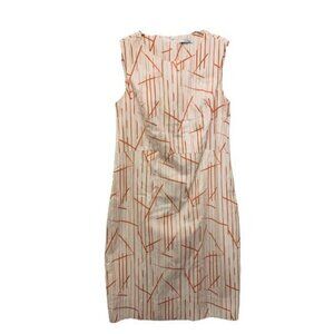 Made in Italy PESERICO Cotton Lined white Red Geometric Sleeveless Dress Med